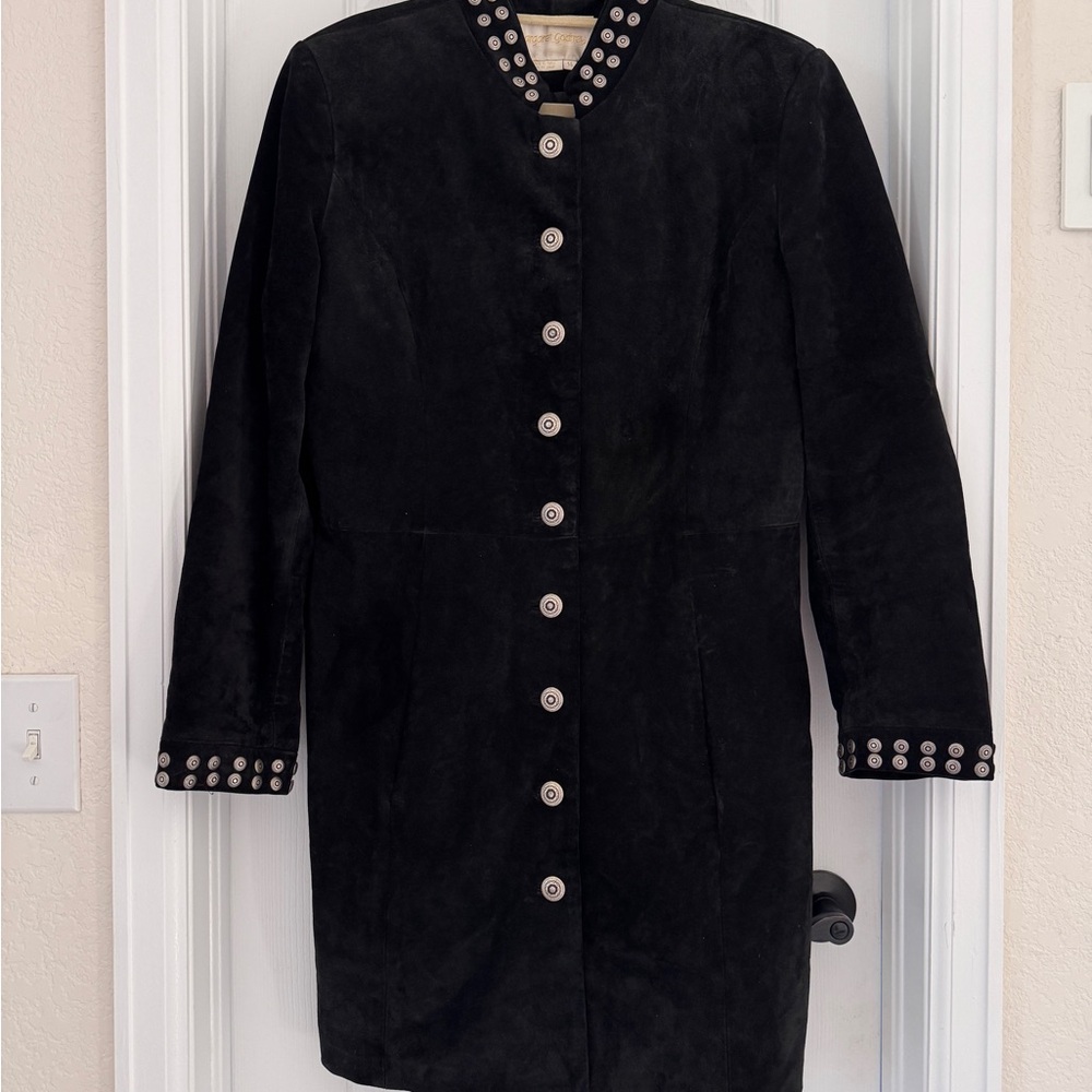 VTG Margaret Godfrey Suede Western Concho Button Jacket Black Size 14 L/XL